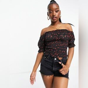 Parisian shirred body crop top in floral print
